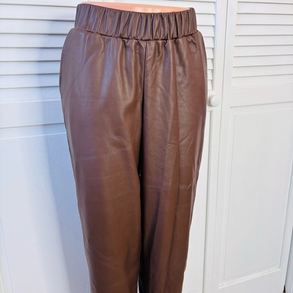 LISADNYC The Drop Coffee Bean Vegan Leather Pull-On Jogger Size Small - Picture 2 of 7
